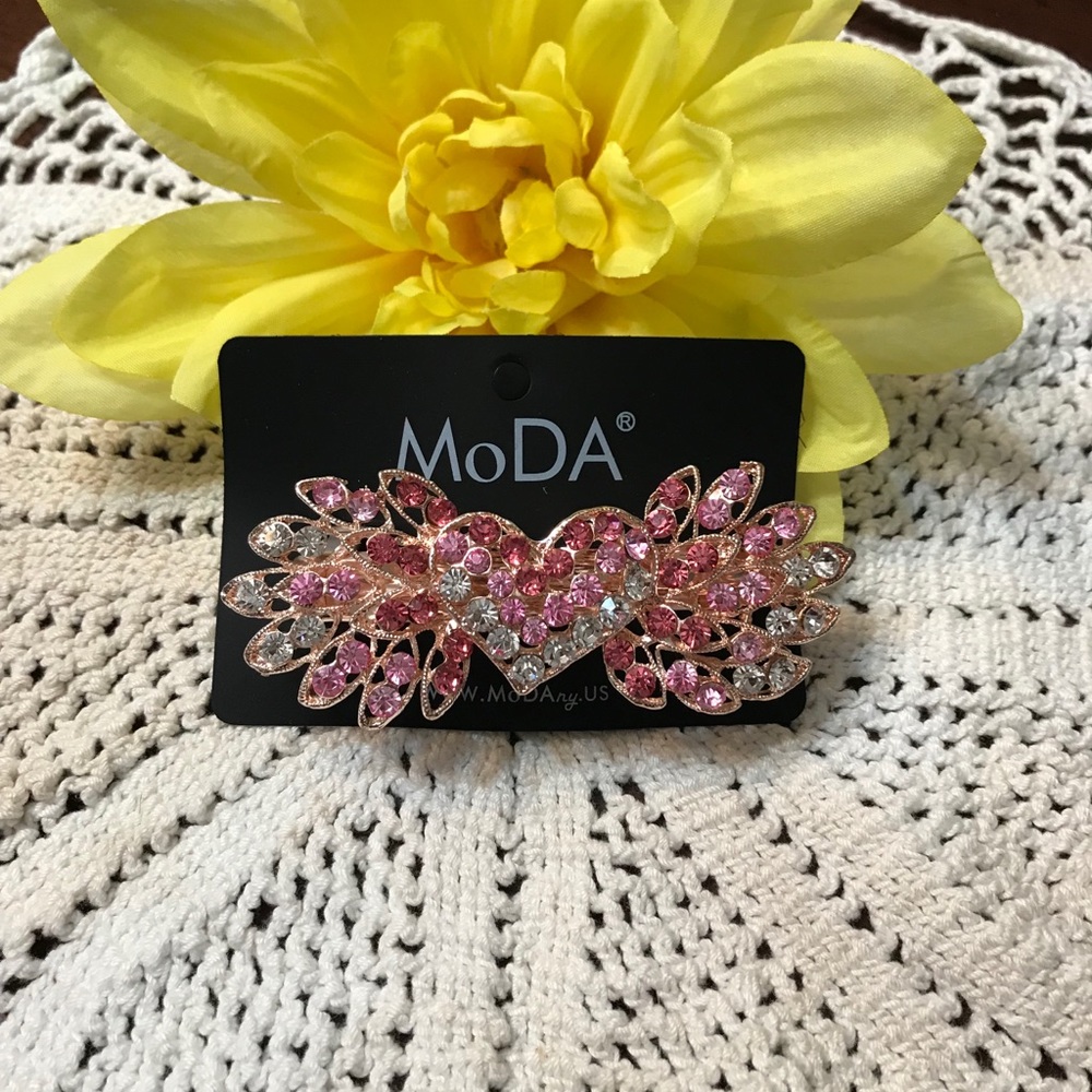 NWOT Moda Angel Wings Gold/Pink Barrette!!